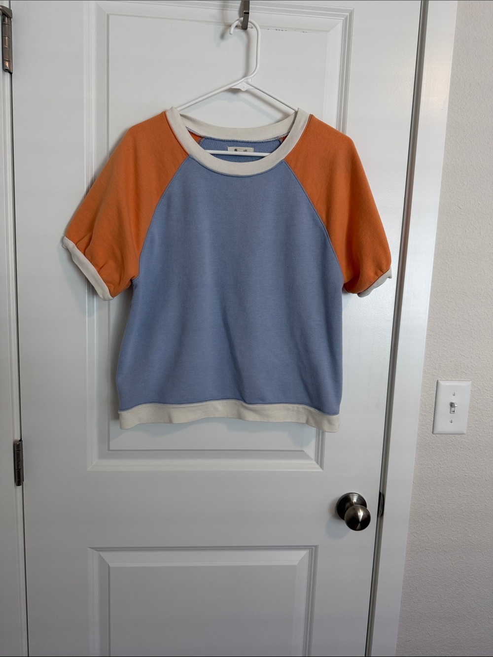 Madewell Blue & Orange Raglan Short-Sleeve Sweatshirt
